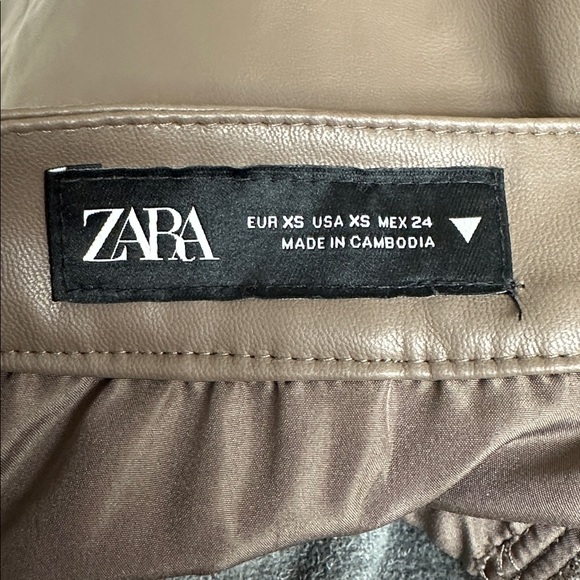 Zara Chocolate Brown Faux Leather Micro Skort - Picture 3 of 7